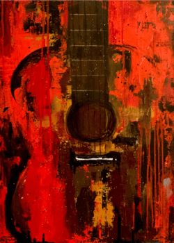 Painting of an abstract guitar