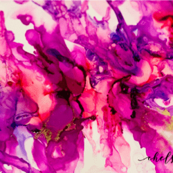painting of splashing and merging shades of pink