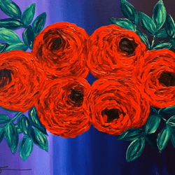 painting of red flowers in a bunch